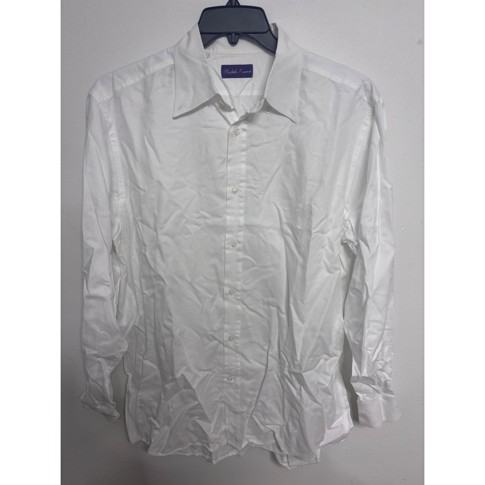 Ralph Lauren Purple Label Mens White Cotton Button Down Shirt Made in Italy L